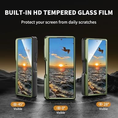 TONGATE for Z Fold 6 Case, [with S Pen Slot & Hinge Protection] [Tempered Glass Screen Protector] Full-Body Military Drop Phone Case for Samsung Galaxy Z Fold 6 with Kickstand & Belt Clip, Green - Image 2