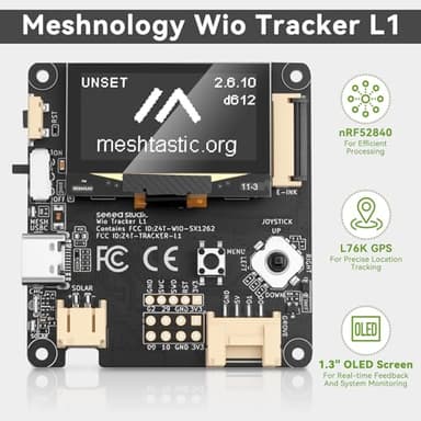 Wio Tracker L1 Development Board Wio SX1262 nRF52840 Module for Ar duino Meshtastic LoRa, Blue tooth 5.0 GPS GNSS, 1.3" OLED, Support Battery Type-C and Solar Charge, Power Efficiency & Rich Interface - Image 2