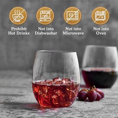 FOCUSLINE 32 Pack Plastic Wine Glasses Stemless, 12 Oz Crystal Clear Disposable Wine Cups, Reusable Plastic Wine Glasses for Parties Weddings, Shatterproof Recyclable and BPA-Free - Image 5
