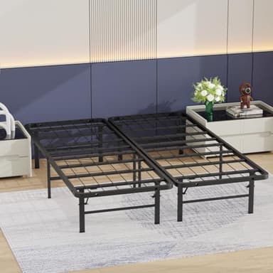Queen Bed Frame Metal Platform Bed Frame Queen Size 14 Inch Mattress Foundation Box Spring Replacement Heavy Duty Steel Slat Noise-Free Easy Assembly,Black - Image 1