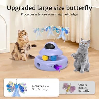 MOHAYA Cat Toy,Purple 4-in-1 Interactive,Cat Toys for Bored Indoor Adult Cats,Electric Flying Butterfly,Rechargeable Automatic Toy,Moving Ambush Feather,Track Balls - Image 5