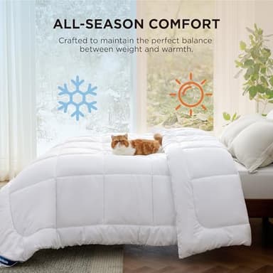 Bedsure Comforter Duvet Insert - Quilted Comforters King Size, All Season Duvet, GentleSoft Down Alternative Bedding, with 8 Tabs, Gifts for Women/Men, White, King 90 x 102 Inches - Image 4