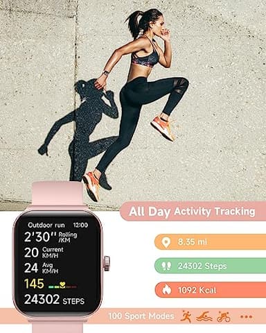 TOOBUR Smart Watch for Women Alexa Built-in, 1.95" Fitness Tracker with Answer/Make Calls, IP68 Waterproof/Heart Rate/Sleep Tracker/100 Sport Modes, Fitness Watch Compatible Android iOS - Image 5
