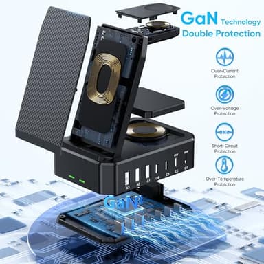 300W Charging Station for Multiple Devices Apple,10 in 1 Wireless Charger for iPhone,GaN III USB C 65W PD Fast Charging Stand Dock for MacBook,iWatch&Airpods (Wireless Charging Only for Apple) - Image 5