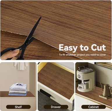 Drawer Shelf Liner for Kitchen Cabinets, Non Adhesive Slip Resistant Shelf Paper Easy to Clean, Strong Grip Thickened Waterproof Washable Mats for Pantry Shelves, Cupboard, Wood Grain, 12 in x 20 FT - Image 5