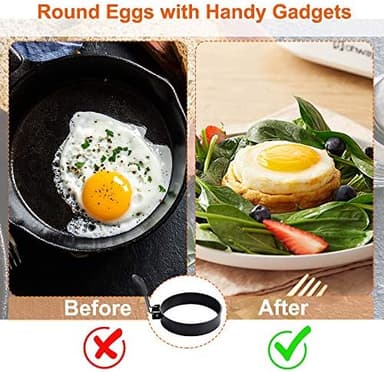 COTEY Large 3.5" Nonstick Egg Rings Set of 4, Round Crumpet Ring Mold Shaper for English Muffins Pancake Cooking Griddle - Portable Grill Accessories for Camping Indoor Breakfast Sandwich Burger - Image 7