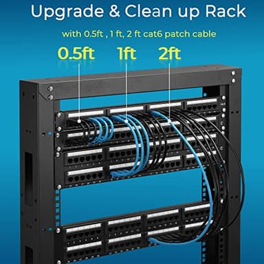 Rapink Patch Cables Cat6 1ft (24 Pack), Ethernet Patch Cable 10G, Cat 6 Patch Cable for Patch Panel to Switch, Flexiable Cat 6 Ethernet Cable with Gold Plated Black - Image 5