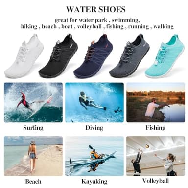 Racqua Men&Women Water Shoes Breathable Barefoot Pool Shoes Outdoor Windsurfing Beach Volleyball Sailing Beach Swim Shoes White 8.5 Women/7.5 Men - Image 6
