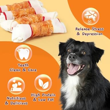 Jungle Calling Chicken Wrap Knotted Bones Dog Chews, Long Lasting Beefhide Treats Real Rawhide Bones for Large Dogs Edible Training Treats - Image 7