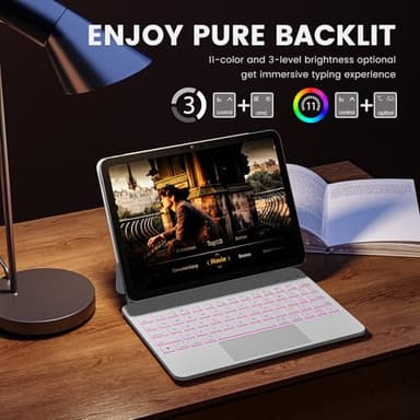 RAYMCRAFT for iPad 11th(A16, 2025)/10th Generation Case with Keyboard, Magic Keyboard 2022, Springy Backlit Keys, Stain-Resistant Surface, Multi-Touch Trackpad,White - Image 4