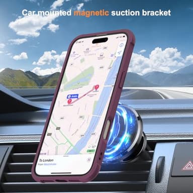 SKYLMW Compatible with iPhone 16 Case with Invisible Magnetic O-Ring Stand Military-Grade Translucent Case for iPhone 16 6.1" [Compatible with Mag-Safe][Great Grip Feeling], Wine Red - Image 4