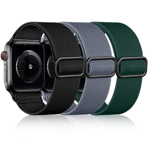 DaQin 3 Pack Stretchy Solo Loop Compatible with Apple Watch Bands for Men 42mm 41mm 40mm 38mm, Soft Nylon Braided Elastic Strap for iWatch Band Series 11 10 9 8 7 6 5 4 3 SE Ultra 3 Ultra 2 Ultra - Image 1