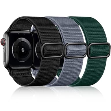 DaQin 3 Pack Stretchy Solo Loop Compatible with Apple Watch Bands for Men 42mm 41mm 40mm 38mm, Soft Nylon Braided Elastic Strap for iWatch Band Series 11 10 9 8 7 6 5 4 3 SE Ultra 3 Ultra 2 Ultra - Image 1