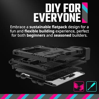 Cooler Master QUBE 500 Flatpack High Airflow Gaming ATX PC Mid-Tower, Customizable, Tempered Glass, Vertical GPU Mount, 365mm GPU Clearances, USB-C, Carrying Handle, Gem Mini - Image 2