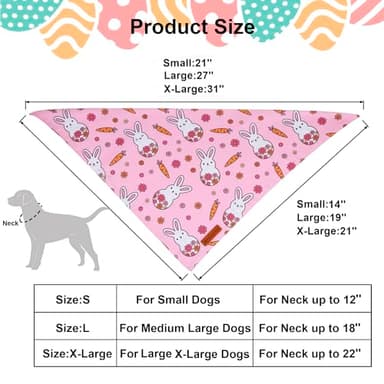 ADOGGYGO Easter Dog Bandana, Pink Bunny Scarf, Premium Durable Fabric, Adjustable Fit Female Pet Easter Bandanas for Medium Large Dogs (Large) - Image 4