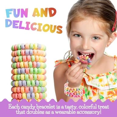 Candy Bracelets - Bulk Case 864 Pcs, Individually Wrapped - 2.5 Inch Candy Jewelry Bracelets, Stretchable, Edible, Colorful Fruit Flavor Rainbow Candies for Novelty Party Favor Supplies & Goodie Bags - Image 2