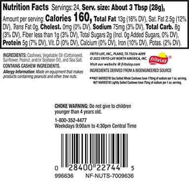 Nut Harvest, Lightly Salted Cashews, 24 Ounce Jar - Image 2