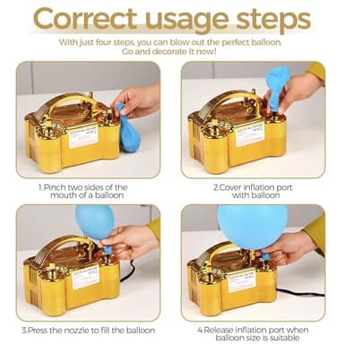 DECOCKRAT Balloon Pump - Electric Dual Nozzle Air Pump for Balloon, Portable Balloon Blower Save Time and Effort, Balloon Inflator for Parties and Decorations - 110V-120V, 600W - Image 4