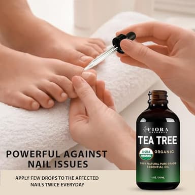 Tea Tree Oil – 100% Pure Organic Tea Tree Essential Oil for Skin, Face, Hair, Scalp, Nails, and Toenail – Therapeutic Grade Tree Tea Oil for Acne & Hair Growth – 1 fl oz - by Fiora Naturals - Image 5