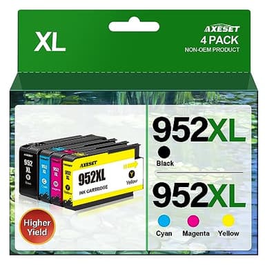 AXESET Compatible 952XL Ink Cartridge Replacement for HP Officejet Pro 7740 8710 8720 8210, Black, Cyan, Magenta, Yellow, 4-Pack - Image 1