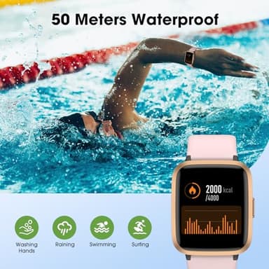 Fitness Tracker Watch with Heart Rate Monitor, Activity Tracker with Pedometer, Sleep Monitor, Calories & Step Counter, 5ATM Waterproof Smart Watch for Women Men Health Fitness Watch for Sports - Image 2