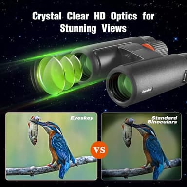8x42 HD Wide-View Binoculars for Adults with Low Light Night Vision – Ultra-Bright Waterproof Binoculars with Smartphone Adapter for Hunting, Bird Watching, Stargazing & Outdoor Travel - Image 3