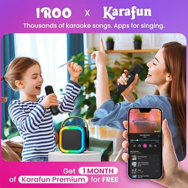 IROO Mini Karaoke Machine for Kids, 2025 TOP Toys Birthday Gifts Ideas for Girls Ages 4, 5, 6, 7, 8, 9, 10, 12+ Years Old, Portable MP3 Player with 2 Wireless Mics for Party - Image 5