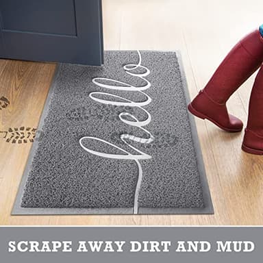 CozyBounty Door Mat Hello Mats Outdoor Indoor Non-Slip Doormat for Entryway Low-Profile Floor Mat for Yard, Garage, High Traffic Areas (32"x20", Grey) - Image 6