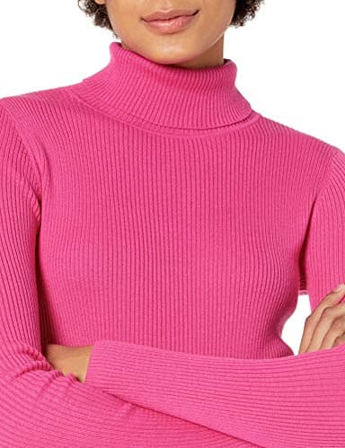 Amazon Essentials Women's Slim-Fit Lightweight Long-Sleeve Turtleneck Sweater, Bright Pink, Medium - Image 3