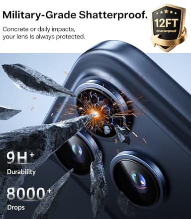 TORRAS 3-Year Ultimate Durability for iPhone 17 Pro Max/17 Pro Camera Lens Protector-1:1 Invisible Fit & Ultra Clarity, Military-Grade 9H+ Aerospace Glass Anti-Scratch Easy Installation,Deep Blue - Image 3