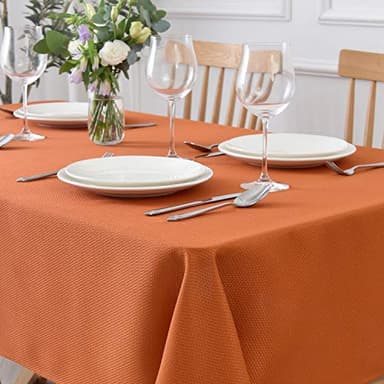 maxmill Textured Rectangular Tablecloth Water Resistance Antiwrinkle Spillproof Soft Jacquard Table Cloth for Dining Room, Buffet Banquet Parties and Holiday Dinners, 60 x 104 Inch, Rust - Image 2