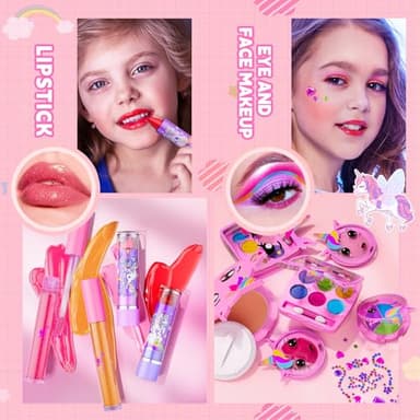 Kids Makeup Kit for Girl - Girls Makeup Kit Toys with Flying Horse Storage Case, Kids Play Makeup Set for Christmas Birthday Gift 3 4 5 6 8 10 11 12+ Years Old - Image 4