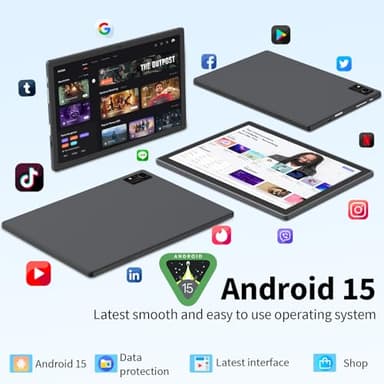 Android 15 Tablet with Keyboard, 16GB（8+8）RAM+256 Storage(Expand to 2TB), 8000mAh Battery, Widevine L1,10 Inch Tablets with 5G/2.4G WiFi, BT5.0, GMS Certified, with Mouse, Case, Stylus（Black Case） - Image 5