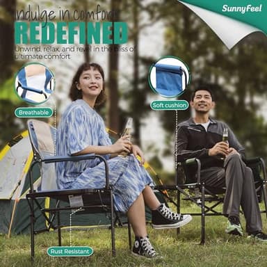 SUNNYFEEL Camping Directors Chair, Heavy Duty,Oversized Portable Folding Chair with Side Table, Pocket for Beach, Fishing,Trip,Picnic,Lawn,Concert Outdoor Foldable Camp Chairs - Image 5