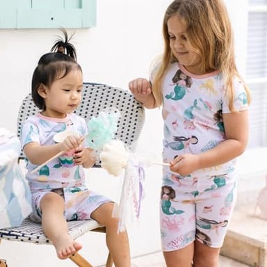 Burt's Bees Baby Baby Girls' Pajamas, Tee and Short 2-Piece Pj Set, Magical Mermaids - Image 3