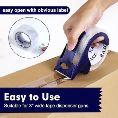 RAZCC Packing Tape, 12 Rolls Clear Heavy Duty Packaging Tape with Dispensers for Packing, Shipping, Moving and Mailing, Thicker Sealing Tape-1.88" x 65 Yards Per Roll, 780 Total Yards - Image 6