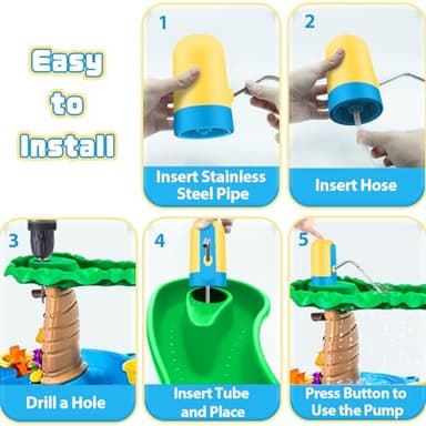 Infowush Powerful Water Table Pump, Battery Powered Water Pump for Water Table 3 Hours Non-Stop Fun Portable Summer Outdoor Sand/Water Table Toys Water Play Table Accessories for Toddlers Kids（Yellow） - Image 6