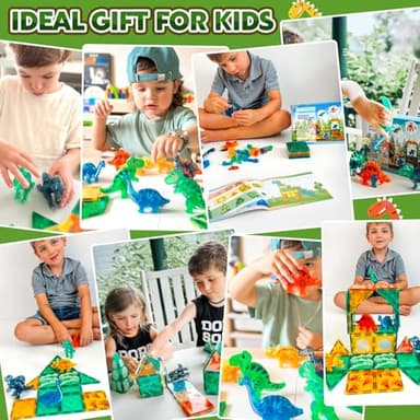 Dinosaur Toys Magnetic Tiles 3D Movable Dinos for Kids 3-5 5-7 Toddler Outdoor Sensory Toys, STEM Educational Magnetic Blocks for 3+ Years Old Boys Girls Kids Toy - Image 2