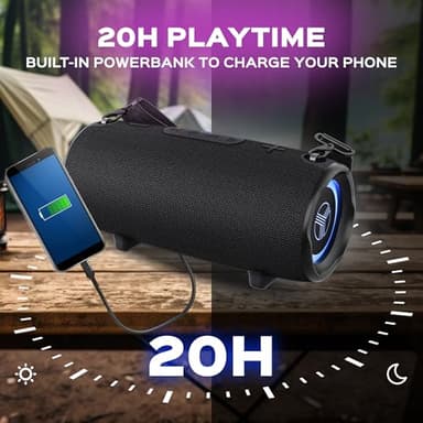 TREBLAB Ultra Loud Wireless Speaker - 60W Stereo Sound with Deep Bass, 20H Playtime, Powerbank, Waterproof, Loudest Portable Bluetooth Speaker for Home, Outdoor Party, Beach, Work, Travel, HD-Max - Image 3