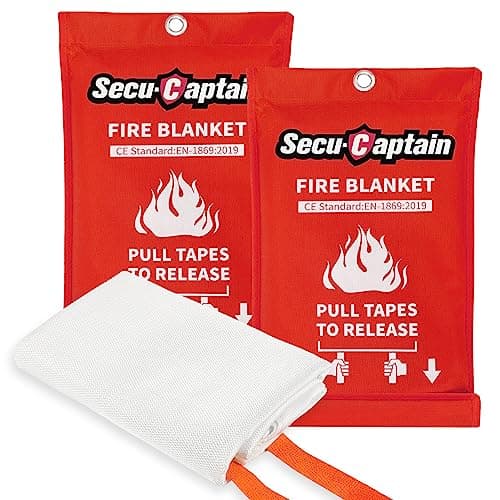 SecuCaptain Emergency Fire Blanket for Home and Kitchen - 2 Pack 40"x40" Flame Suppression Fiberglass Fire Blankets for House Camping Car Office Warehouse Emergency Survival Safety - Image 1