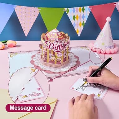 Airpark Granddaughter Birthday Card, 3D Happy Birthday Cards for Granddaughter, Funny Carousel Pop Up Birthday Cards, Pop Up Cards with Envelope, Birthday Gifts Decorations - Image 5
