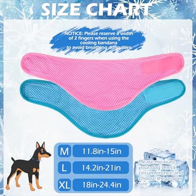 EXPAWLORER Dog Cooling Bandana - 2 Pack Instant Chill Out Pet Scarf Adjustable, Summer Outdoor Ice Neck Cooler, Prevent Sunstroke for Small Medium Large Breeds (Pink Blue, L) - Image 4
