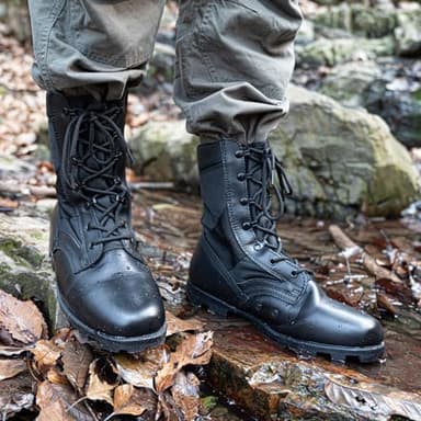 WIDEWAY Men's Military Jungle Combat Boots Black Boots For Men Slip Resistant Leather Tactical Work Boots, All Day Comfortable and Breathable Botas militares para hombres（6-8inch） - Image 7