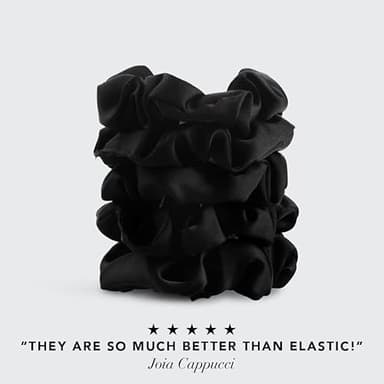 Kitsch Satin Scrunchies for Women – No Crease Hair Ties – Soft Satin Hair Scrunchies for Girls – Frizz Free, Gentle, Stylish Hair Accessories | Ideal Gifts for Women – Black, 5 pcs - Image 9