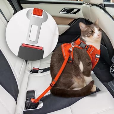 Cat Harness and Leash for Walking, 3 in 1 Adjustable Breathable Soft, Easy to Control Reflective Cat Harness Escape Proof, Cat Products, Orange, M - Image 2
