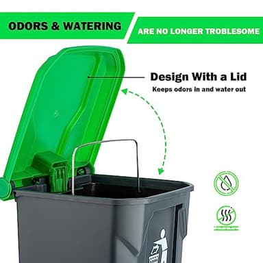 MXF Pooper Scooper Set - 28" Dog Pooper Scooper & Long Handle Stainless Metal Tray&Rake, 15 Litre Step Dog Poop Trash Can w/Removable Inner Bucket, 20 Waste Bags for Outdoors - Image 3