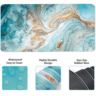 Keyboard Mouse Pad Set, Extended Mouse Pad+Keyboard Wrist Rest Support, Memory Foam Ergonomic Easy Typing, 3Pcs (35.4×15.7 in) Desk Pad Set for Home Office Study Game-Green Marble - Image 5