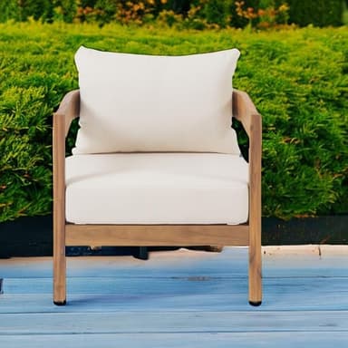 Christopher Knight Home 312395 Alfy Outdoor Club Chair with Cushions (Set of 2), Teak Finish, Beige - Image 6