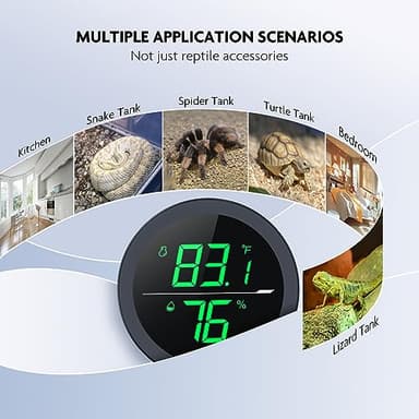 Reptile Tank Thermometer, PAIZOO LED Digital Reptile Thermometer and Humidity Gauge Hygrometer for Reptile Tank Snake Tank Accessories Pet Rearing Box with 55.2” Cable USB Power Supply- Black - Image 6