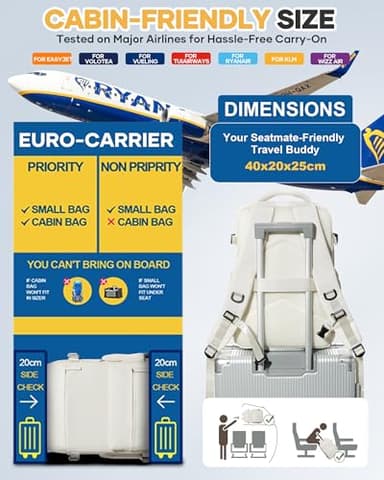 KEYEMP Vacuum Seal Backpack for Clothing Travel with Air Pump Waterproof Laptop Carry On Backpack Personal item Travel Essentials Compression Space Saver Bags Storage with Vacuum System Women Beige - Image 5